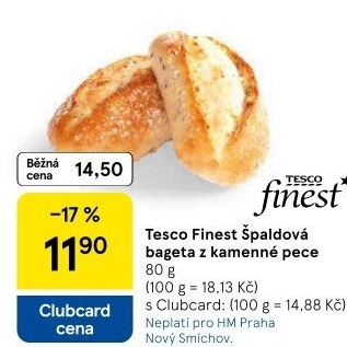 Bageta špaldová Tesco Finest
