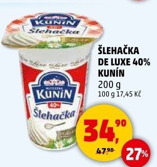 Šlehačka de luxe Mlékárna Kunín 40%