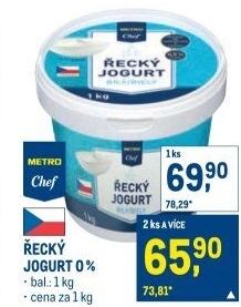 Bílý jogurt řecký 0% Metro Chef