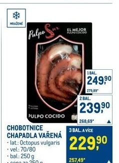 Chapadla chobotnice vařená mražená Pulpo Sur