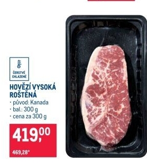 Hovězí roštěná vysoká