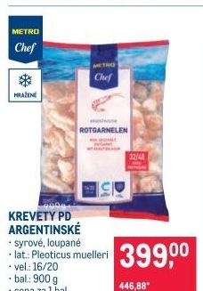 Krevety loupané mražené Metro Chef