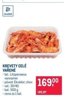 Krevety vařené