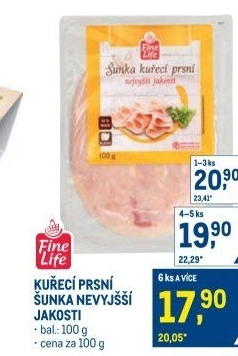 Šunka kuřecí prsní nejvyšší jakosti Fine Life