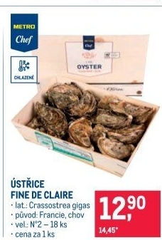 Ústřice velká Fine de Claire Metro Chef