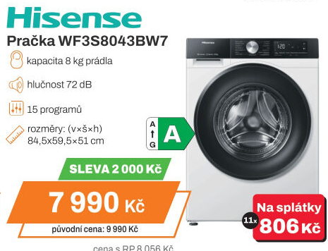 Pračka Hisense WF3S8043BW7
