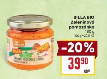 Pomazánka zeleninová Bio Billa