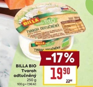 Tvaroh odtučněný Bio Billa
