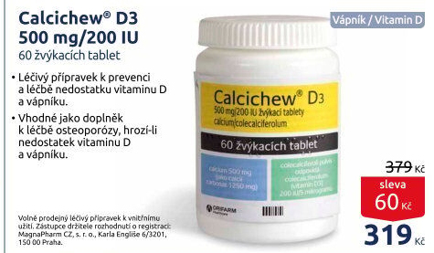Doplněk stravy žvýkací tablety Calcichew D3