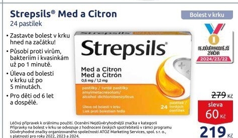 Pastilky proti bolesti v krku Strepsils
