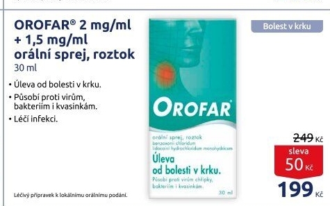 Sprej proti bolesti v krku Orofar