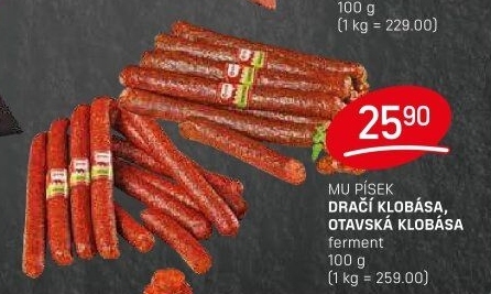Dračí klobása Maso uzeniny Písek