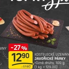 Párky javořické Kostelecké uzeniny