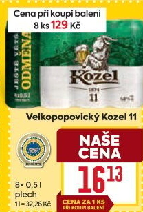 Pivo světlý ležák 11° Medium Velkopopovický Kozel