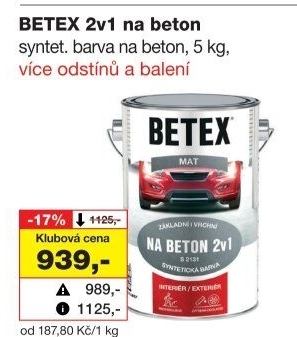 Barva na beton 2v1 Betex Barvy a laky Hostivař
