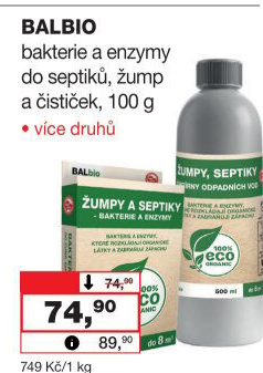 Přípravek Bakterie do žump a septiků BALbio