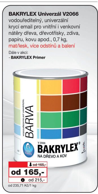 Univerzální email Bakrylex Mat Barvy a laky Hostivař