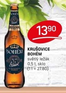 Pivo světlý ležák Bohém Krušovice