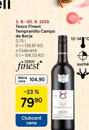 Víno Tempranillo Campo de Borja Tesco Finest