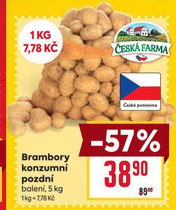 Brambory konzumní pozdní Česká farma
