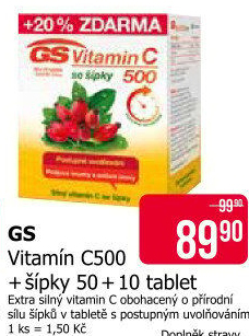 Doplněk stravy Vitamin C 500 se šípky GS