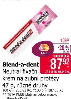 Fixační krém na zubní protézu Blend-a-dent
