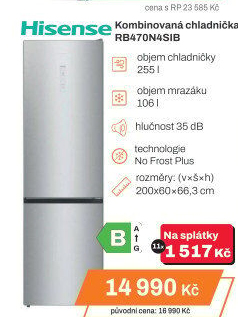 Kombinovaná chladnička Hisense RB470N4SIB