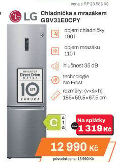 Kombinovaná chladnička LG GBV31E0CPY
