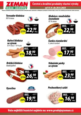 akční leták ZEMAN maso - uzeniny 15.9.2025-20.9.2025