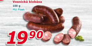 Vesnická klobása Maso Uzeniny Písek