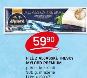 Aljašská treska filé bez kosti mražené Premium Mylord