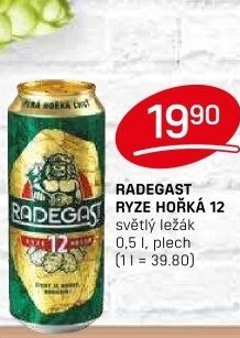 Pivo světlý ležák 12° Ryze hořká Radegast
