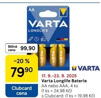 Baterie alkalické Longlife Varta