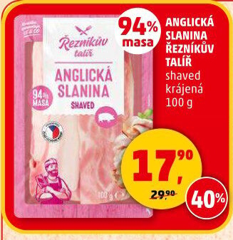 Anglická slanina shaved Řezníkův talíř