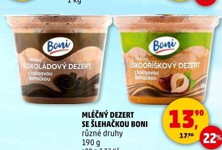 Dezert mléčný se šlehačkou Boni