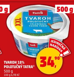 Tvaroh polotučný 18 % Tatra