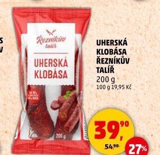Uherská klobása Řezníkův talíř