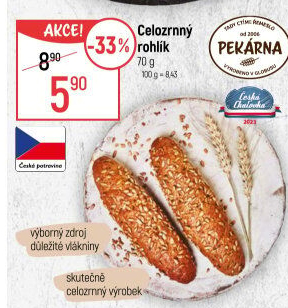 Celozrnný rohlík