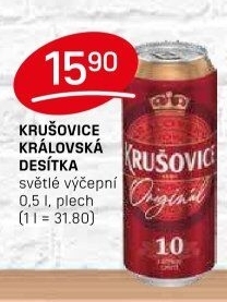 Pivo světlé výčepní Originál Královská 10° Krušovice