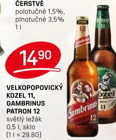 Pivo světlý ležák 11° Medium Velkopopovický Kozel