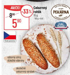 Celozrnný rohlík
