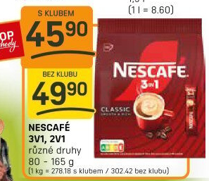 Instantní káva porcovaná 3v1 Nescafé