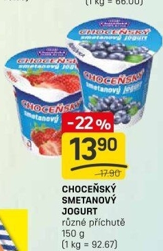 Jogurt smetanový ochucený Choceňský