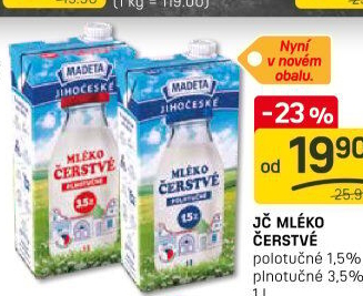 Mléko čerstvé Jihočeské Madeta