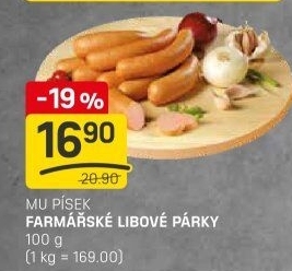 Párky farmářské libové Maso uzeniny Písek