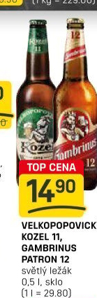 Pivo světlý ležák 11° Medium Velkopopovický Kozel