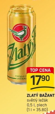 Pivo světlý ležák 12° Zlatý Bažant