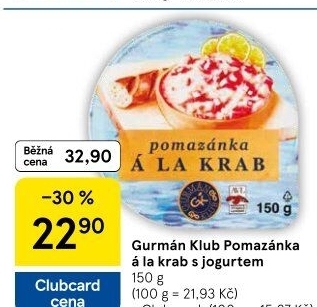 Pomazánka a la krab s jogurtem Gurmán klub