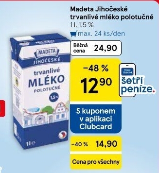 Mléko trvanlivé Jihočeské Madeta - 1,5% polotučné