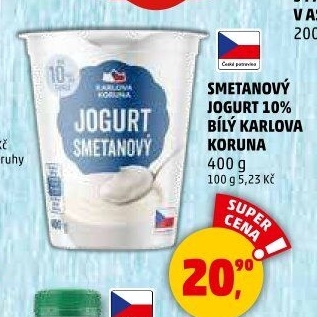 Bílý jogurt smetanový Karlova Koruna